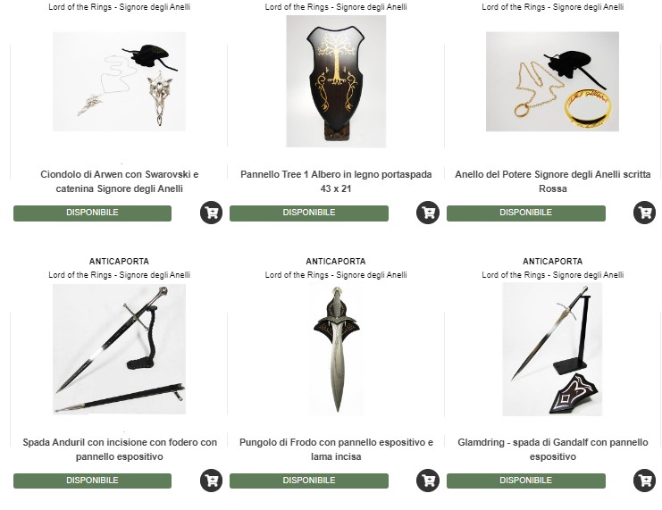 Shop il signore degli anelli